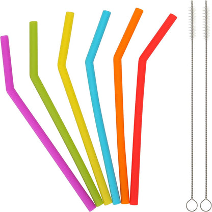 Reusable Silicone Straws for Toddlers & Kids - 12 pcs Flexible Short Drink 6.6" Straws for 6-10 oz Yeti/Rtic/Ozark Tumblers & 4 Cleaning Brushes - BPA free, Eco-friendly,no Rubber Tast