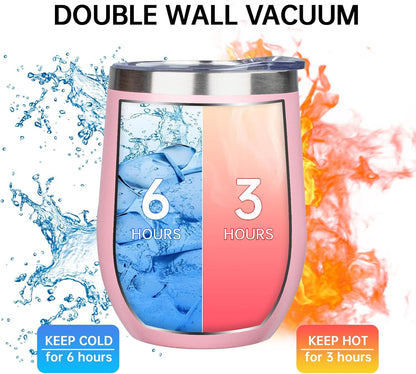 MEZMUT 12 Oz Insulated Wine Tumbler with Lid Double Wall Vacuum Stainless Steel Wine Glass Coffee Mug Insulated Tumbler Cup for Champaign, Cocktail, Beer (Black, 1 Pack)
