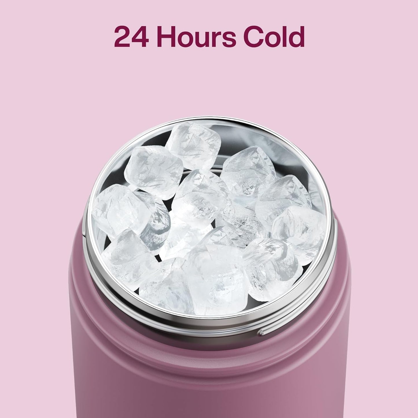 ENCOOL Insulated Water Bottle with Straw Stainless Steel Water Bottle, Leak-Proof, BPA-Free, Double Wall Vacuum Keeps Cold for 24 Hours for Sports, Travel, School (26 oz, Cotton Candy) - Colors D