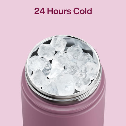 ENCOOL Insulated Water Bottle with Straw Stainless Steel Water Bottle, Leak-Proof, BPA-Free, Double Wall Vacuum Keeps Cold for 24 Hours for Sports, Travel, School (26 oz, Cotton Candy) - Colors D