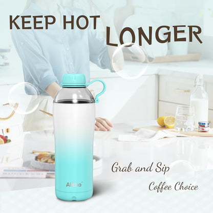 Allcho Insulated Water Bottle for Women, 18oz Stainless Steel Leak Proof Tumbler with 2 Lids, BPA-Free Tritan Chug & Straw Lid, Double Wall Vacuum Flask