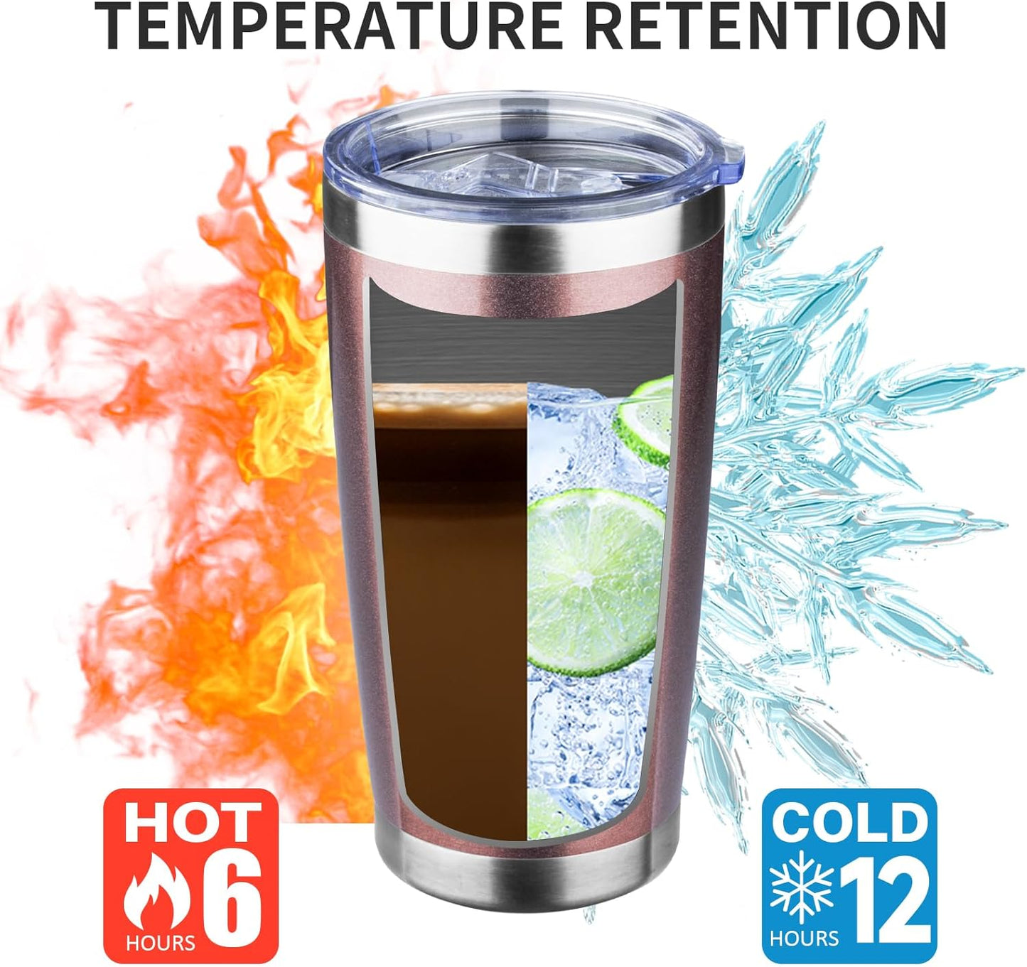 20oz Tumbler with Lid and Straw Double Wall Powder Coated Vacuum Insulated Coffee Tumbler Stainless Steel Insulated Travel Coffee Mug Spill-Proof Thermal Cup for Hot and Cold Beverage,Black