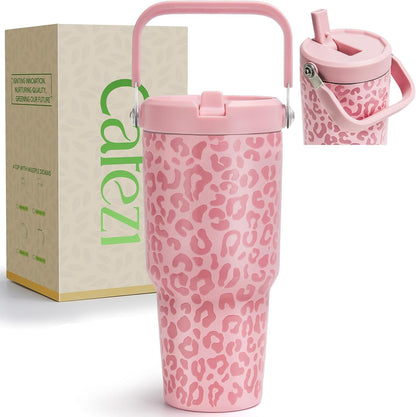 40 oz Insulated Tumbler with Top Handle and Flip Straw, Vacuum Insulated Stainless Steel Cup with Leak-Proof Lid, Sweat-Free, Fits Cup Holder, Keeps Ice Cold up to 30 Hours