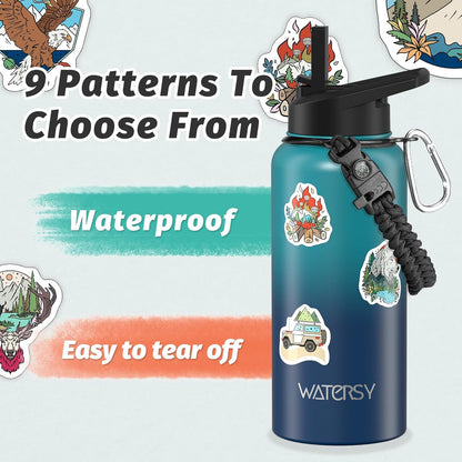 40oz Insulated Water Bottle (Cold for 48 Hrs),BPA Free&Leak Proof,Stainless Steel Water Flask,Water Jug with Straw Spout Lids for Gym,Hiking,Travel,Black Blue