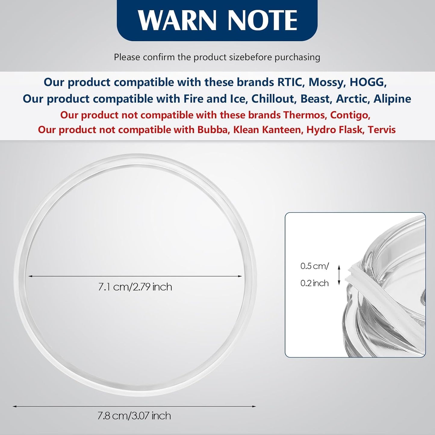 Patelai 6 Pcs 20 oz Replacement Rubber Lid Seals O Shaped Resealable Lid Gaskets for 10, 12, 16 and 20 Ounce Insulated Stainless Steel Tumblers (White)