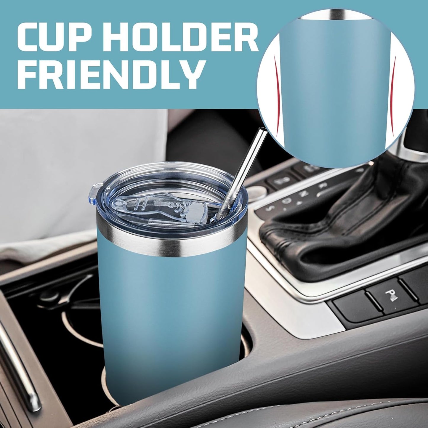 20 oz Tumbler with Lids and Straws, Stainless Steel Insulated Travel Coffee Mug, Double Wall Vacuum Insulated Tumblers, Powder Coated Coffee Tumbler for Cold & Hot Drinks (Light Purple)