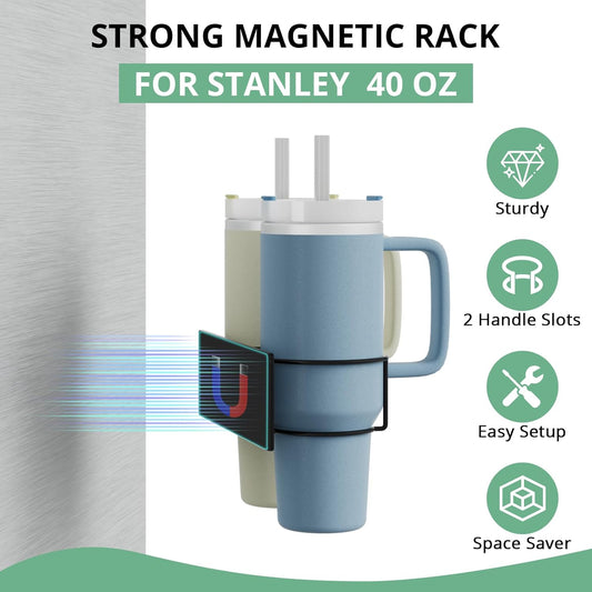 Arctiiro Magnetic Stanley Cup Holder for Refrigerator, Water Bottle Organizer for Stanley 40 oz with Tumbler Lid Organizer, Kitchen Pantry Organizers and Storage for Stanley Cup Accessories