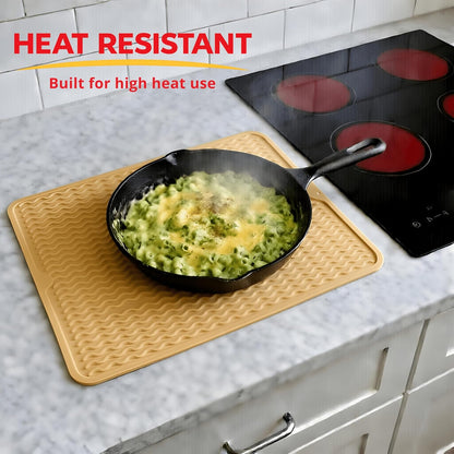 Silicone Drying Mat 16 × 12 – Gray Non-Slip Sink Mat for Kitchen Counter, Heat-Resistant Food-Grade Dish Pad, Easy-Clean Multipurpose Drawer Liner (Gray, 16'' x 12'')