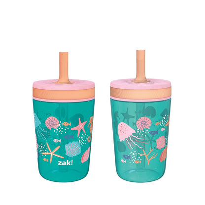 Zak Designs 15oz Bluey Kelso Tumbler Set, Leak-Proof Screw-On Lid with Straw Made of Durable Plastic and Silicone, Perfect Bundle for Kids, 2 Count (Pack of 1) - Colors B