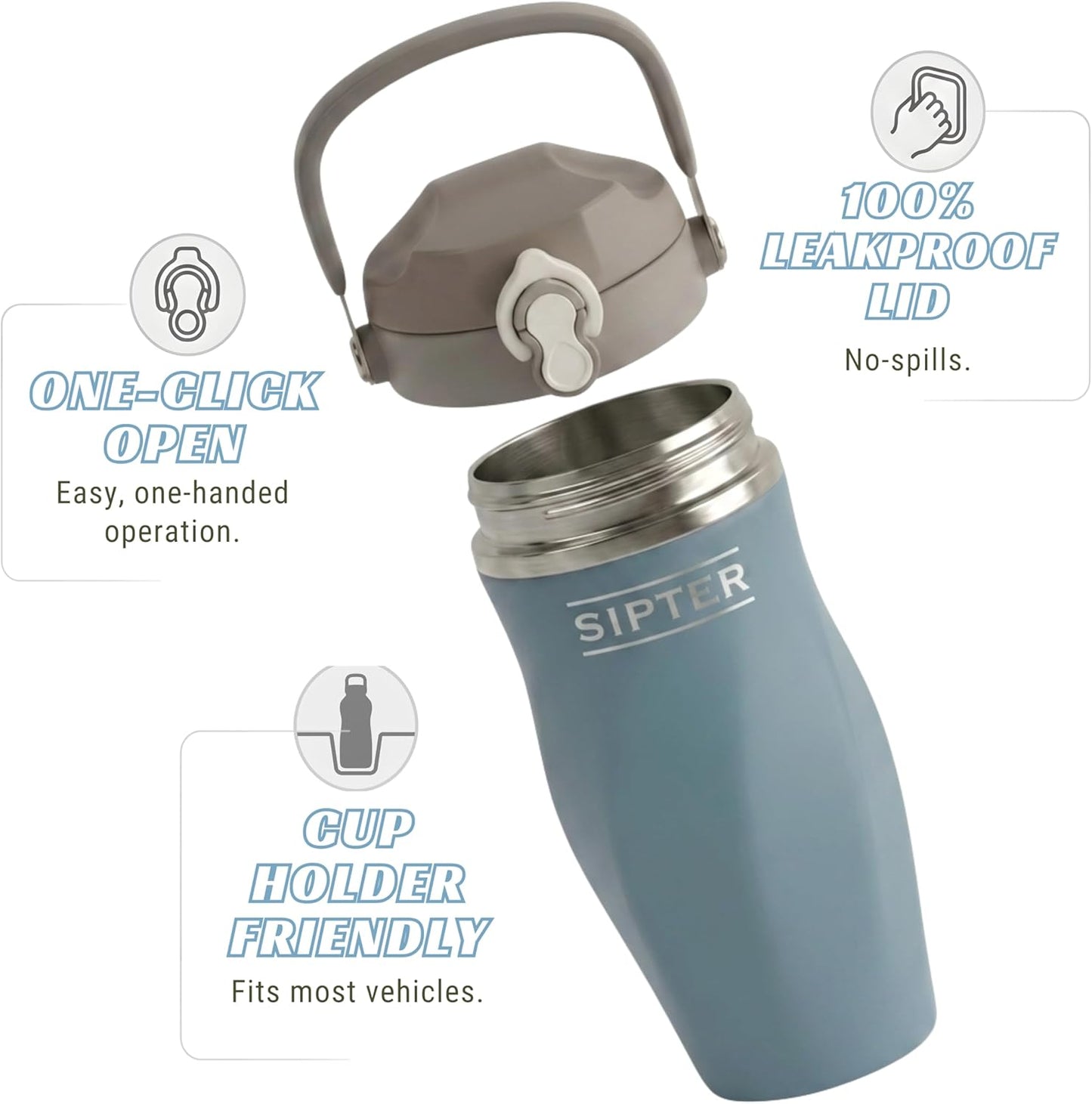 Earth Stone - 24oz Insulated Protein Shaker Bottle - Medical-Grade 316 Stainless Steel - Patent-Pending Clump-Free Design - Odor Proof & Leak-Proof Metal Blender Cup