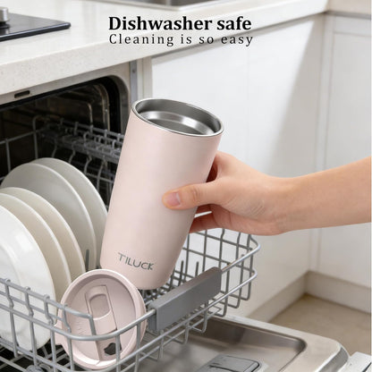TILUCK 20 oz Insulated Tumbler with BPA-Free Lid, Stainless Steel Vacuum Travel Coffee Mug, Double Wall Coffee Tumbler（20oz，Matte DarkBlue）