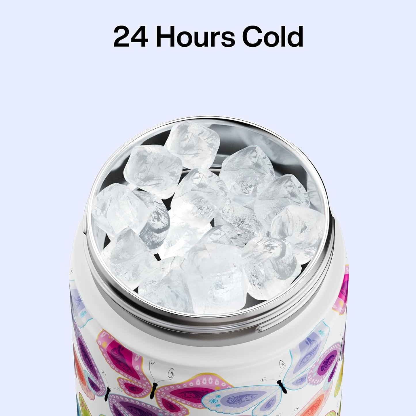 ENCOOL Insulated Water Bottle with Straw Stainless Steel Water Bottle, Leak-Proof, BPA-Free, Double Wall Vacuum Keeps Cold for 24 Hours for Sports, Travel, School (26 oz, Cotton Candy) - Colors D