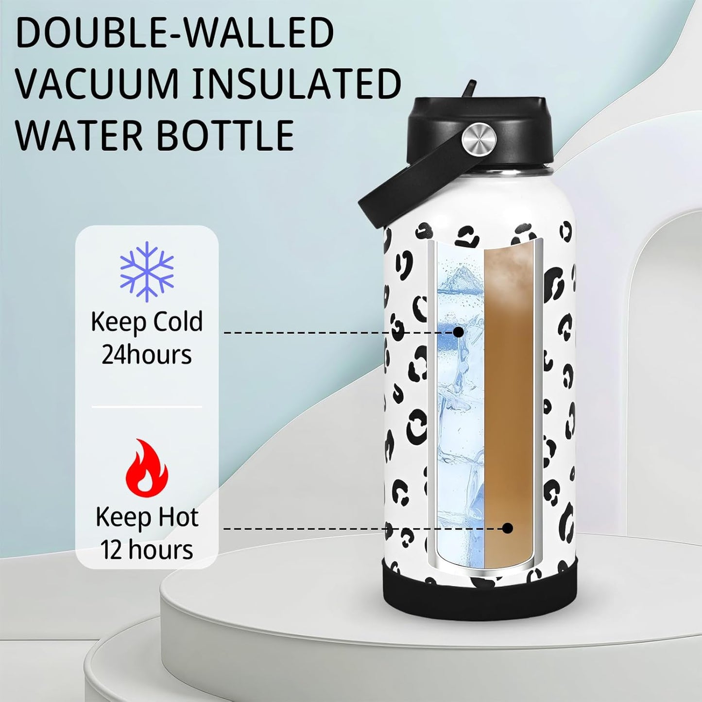 32oz Pickleball Insulated Water Bottle with Lid,Stainless Steel Water Bottl with Flip Straw and Handle,Gifts for Pickleball Players, Pickleball Lovers,Women Girls,Leak Proof Water Bottle