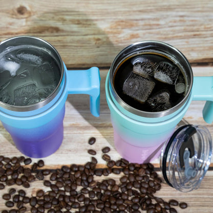 BJPKPK Tumbler With Handle And Straw Lid 40 oz Stainless Steel Insulated Coffee Tumbler Cups For Home, Office or Car,Turquoise