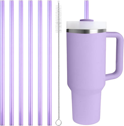 Replacement Straw Compatible with 40 oz Stanley Quencher Tumbler, 12 Inch Extra Long Reusable Plastic Straws for 40 Oz Cup,Clear-6 Pack