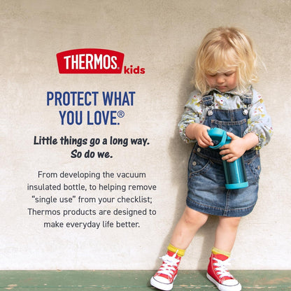 THERMOS FUNTAINER Water Bottle with Straw - 12 Ounce - Kids Stainless Steel Vacuum Insulated Water Bottle with Lid, Bluey - Colors B