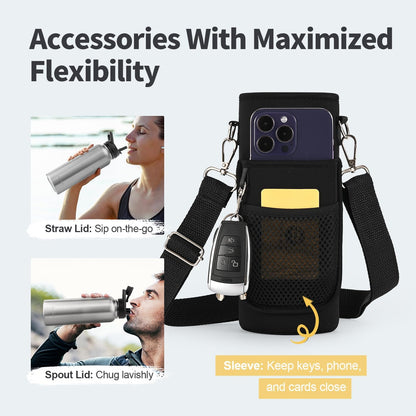 WixByti 40 oz Insulated Water Bottle with Straw (Cold for 36 Hrs), Stainless Steel Triple Wall Vacuum Sports Water Jug, Leakproof Hydro Cup Flask with Paracord Handle & Straw Spout Lids & DIY Stickers