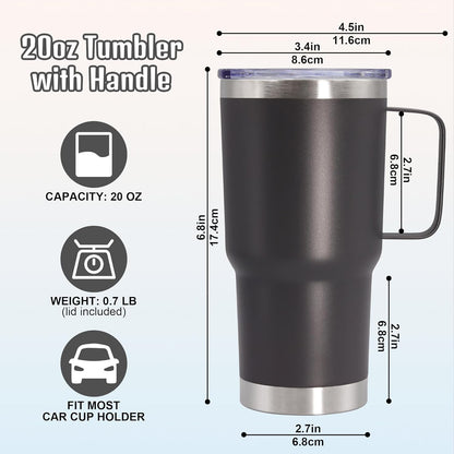 20 oz Tumbler with Handle and Lid, Stainless Steel Tumbler Insulated Travel Coffee Mug, Spill Proof Double Wall Vacuum Tumbler Cup Keep Drink Hot & Cold,White, 1 Pack