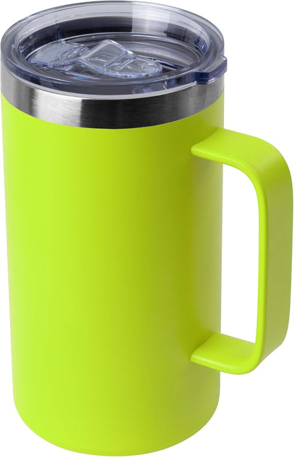 DOMICARE 24oz Mug with Handle and Lid, Stainless Steel Coffee Mug, Reusable Insulated Cup, Travel Mug with Handle, Double Wall Vacuum Coffee Tumbler for Men and Women, Black, Pack 1