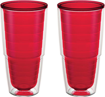 Tervis Clear & Colorful Tabletop Made in USA Double Walled Insulated Tumbler Travel Cup Keeps Drinks Cold & Hot, 16oz Mug, Clear