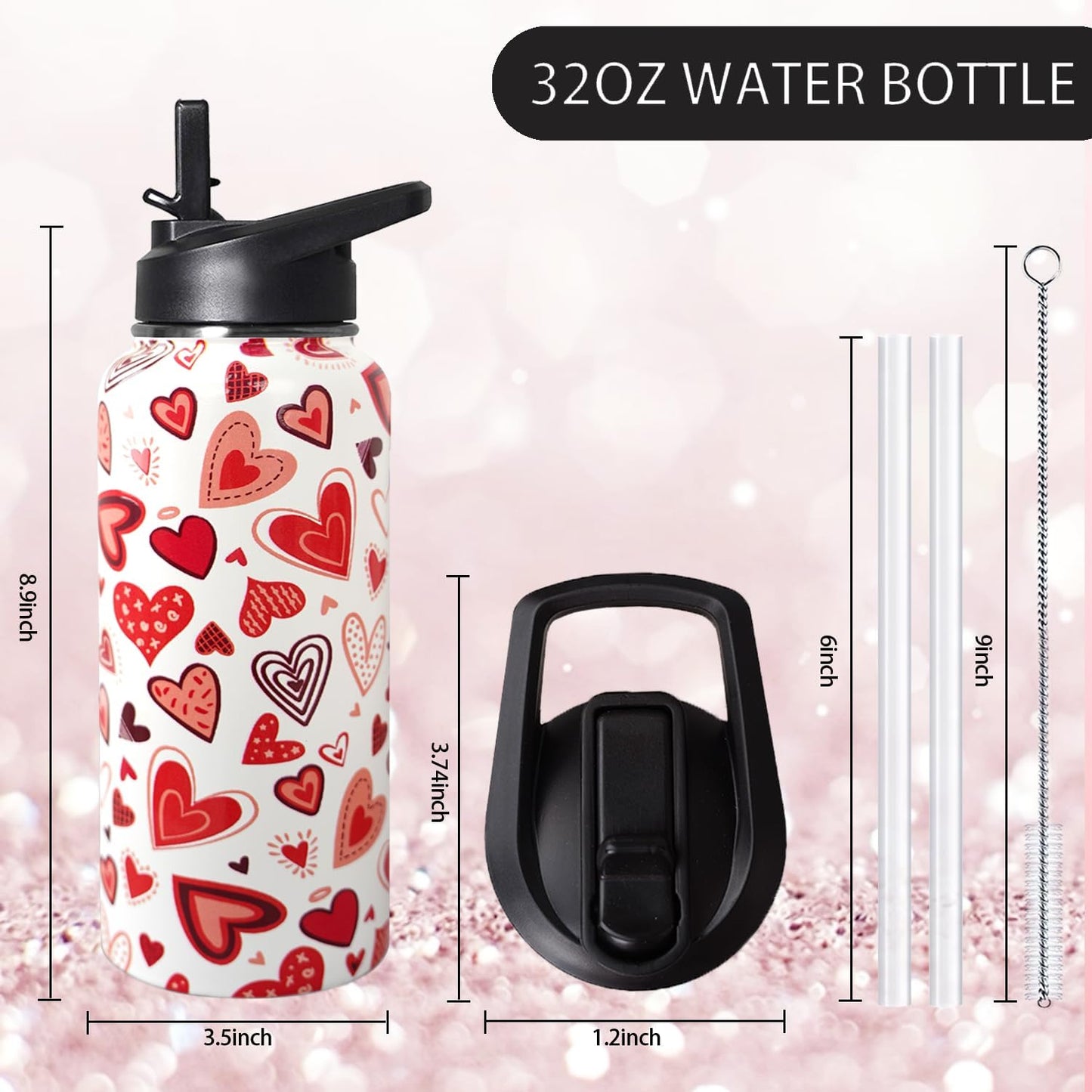 32 oz Pickleball Insulated Water Bottle with Straw - Pickleball Gym Hiking Sports Coffee Mug | Perfect Pickleball Gifts for Women, Pickleball Decor Accessories