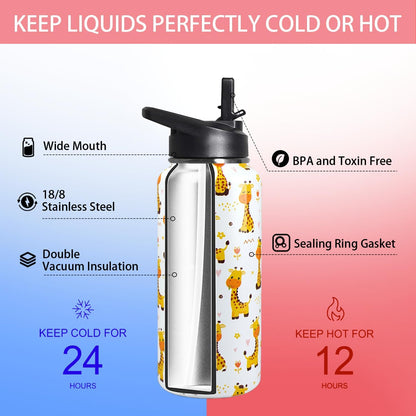 32 oz Pickleball Insulated Water Bottle with Straw - Pickleball Gym Hiking Sports Coffee Mug | Perfect Pickleball Gifts for Women, Pickleball Decor Accessories