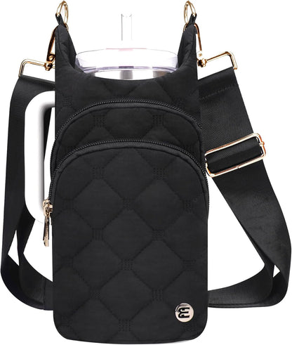 Water Bottle Holder with Strap, 40 oz Crossbody Water Bottle Carrier Sling Bag with RFID Blocking Phone Pocket for Gym Hiking Walking Travel