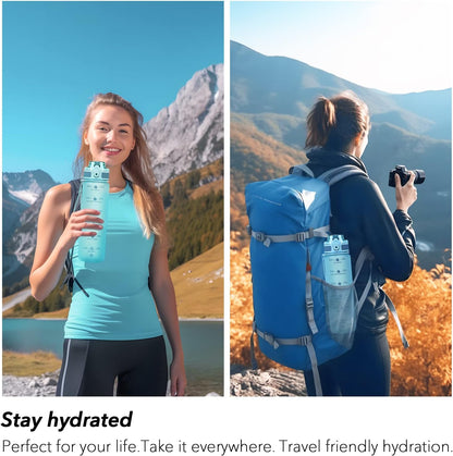 32oz Water Bottle with Time Marker, Motivational Drinking Bottle with Strap, BPA-Free Leak-Proof, Encouraging Water Bottle Time to Drink Water for Gym School Office Travel