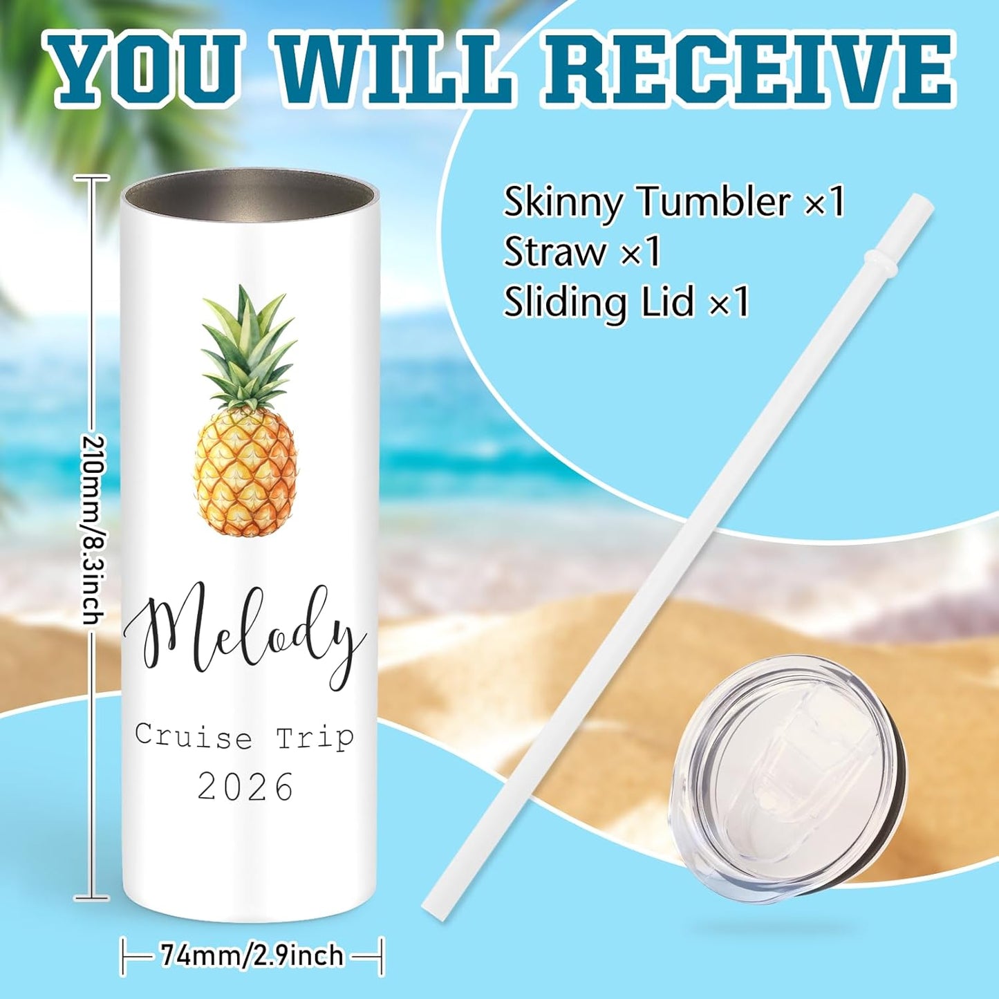 Girl Trip Gifts for Women, Personalized Girls Trip Tumblers with Name Text, Custom Beach Tumbler, Road Trips Vacation Cruise Cup with Lid and Straw, Bachelorette Party Girl Weekend Gift For Friend
