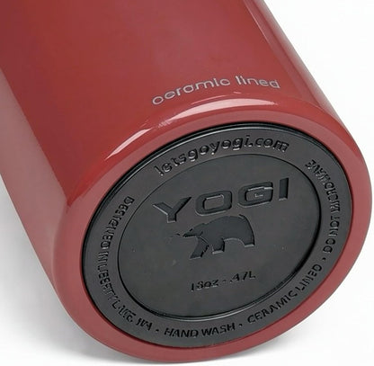 YOGI Ceramic Lined Metal Allergy Safe 16oz Coffee Tumbler with Leakproof Lid BPA Free Vacuum Insulated Stainless Steel Cupholder Friendly Travel Cup for Coffee and Water Sandstone