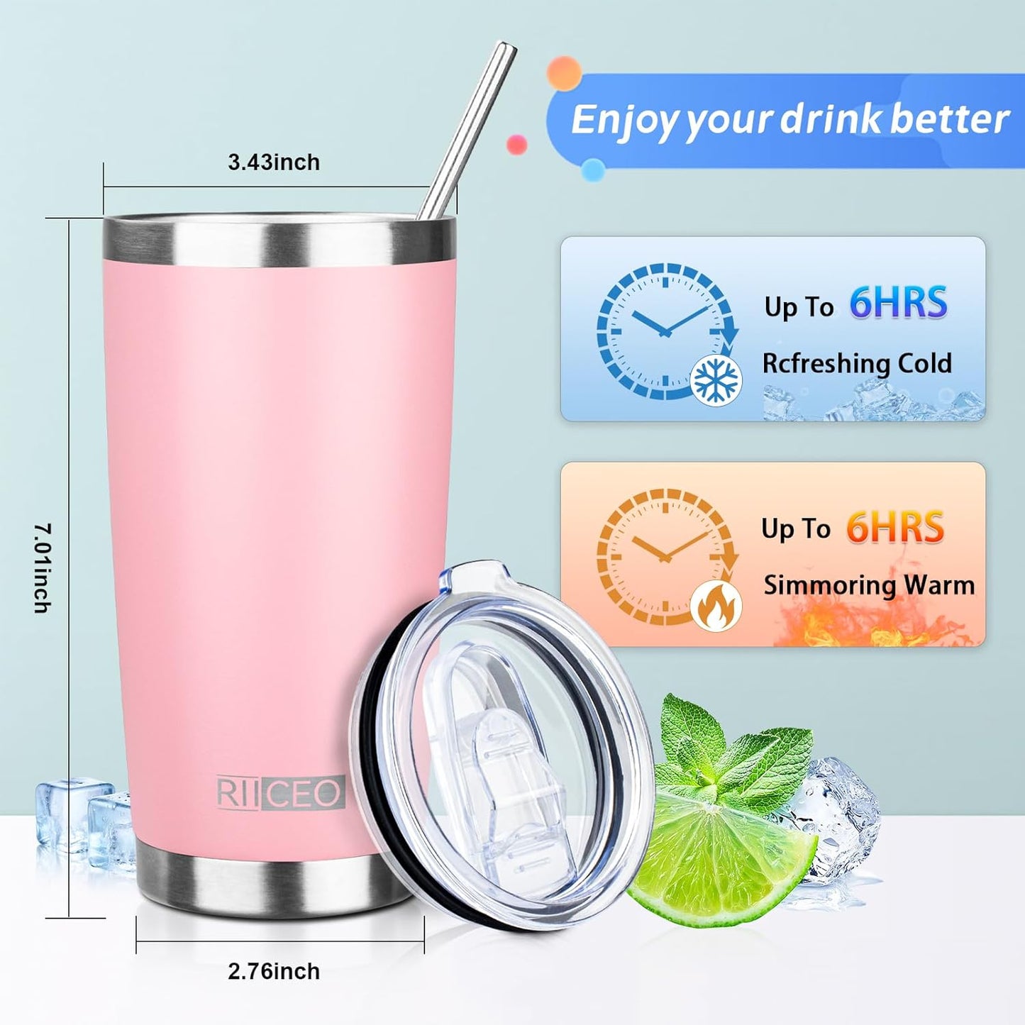 20oz Tumbler with Straw and Brush, Stainless Steel Vacuum Insulated tumbler, Double Wall Insulated Coffee Tumbler for Outdoor, Home, Travel,Office (Buff,1pcs)