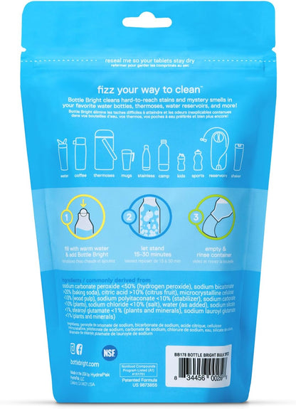 Bottle Bright Cleaning Tablets 12, 36, 78 Count – Water Bottle Cleaner for Stainless Steel, Tumblers, Thermos | Removes Coffee Tea Stains, Eliminates Odors, Easy and Safe Cleaning