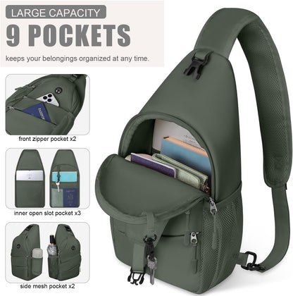 Pritent Crossbody Bags for Women Men Trendy Sling Bag Backpack Casual Chest Bag with Convertible Shoulder Strap