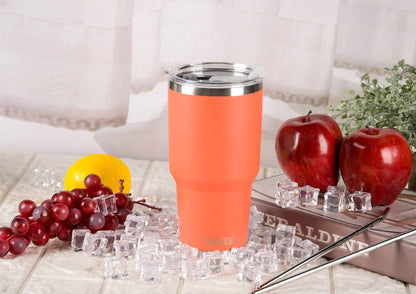 D·S 30oz Blue Tumbler Stainless Steel Double Wall Vacuum Insulated Mug with Straw and Lid, Cleaning Brush for Cold and Hot Beverages