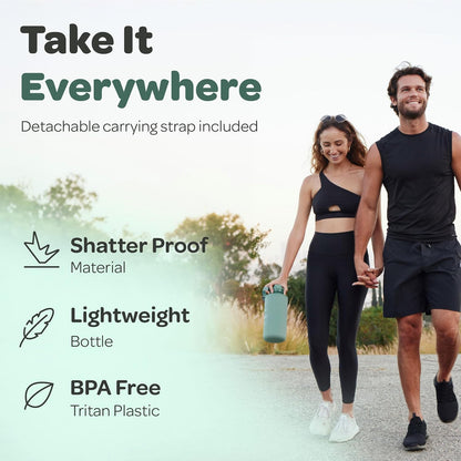 Hydracy Water Bottle with Time Marker -Large BPA Free Water Bottle & No Sweat Sleeve -Leak Proof Gym Bottle with Times to Drink - Ideal for Fitness Sports & Outdoors