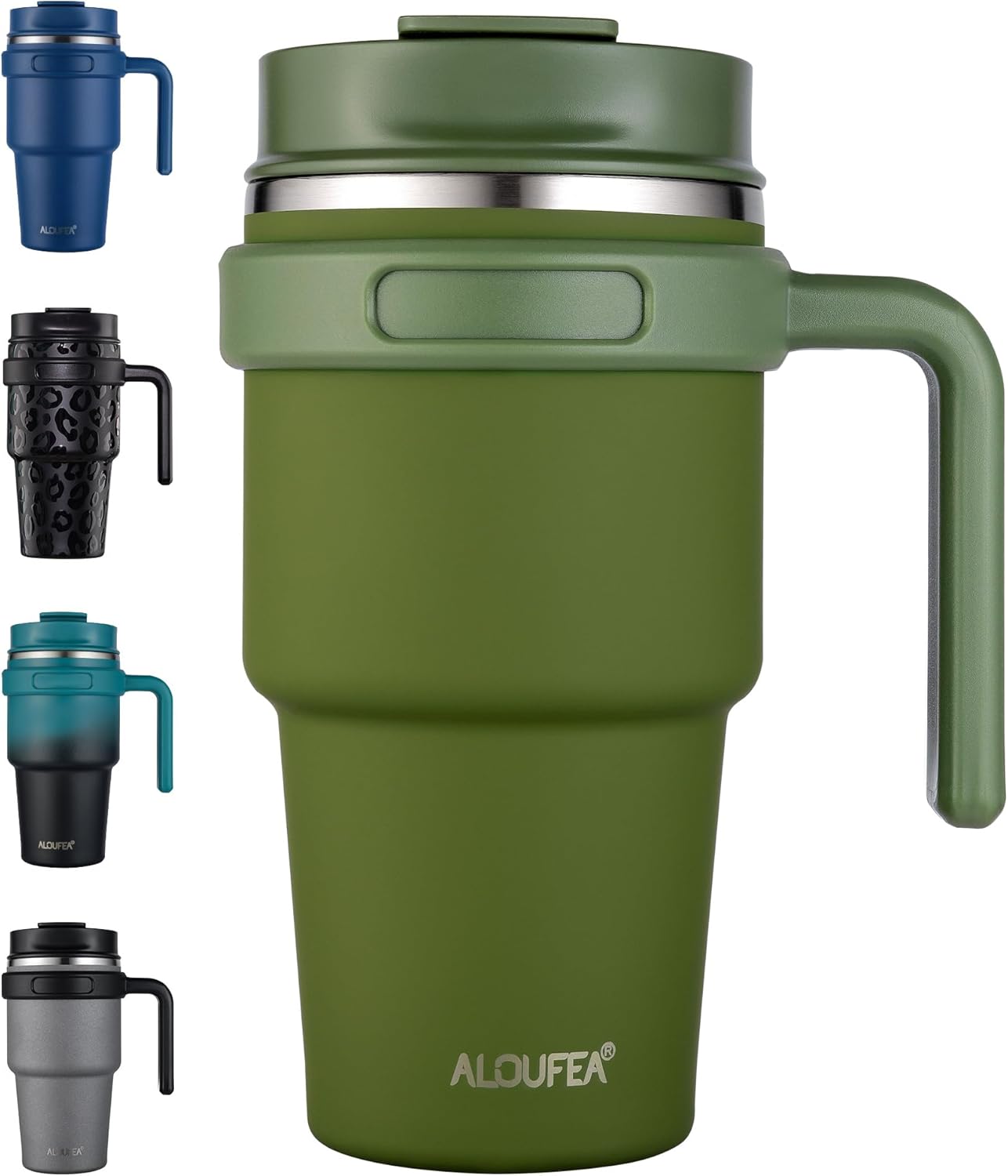 20 oz Insulated Coffee Mug Tumbler with Handle, Stainless Steel Travel Mug Tumbler with Lid and Straw,Double Wall Vacuum Leak Proof Ice Coffee Thermal Cup, Black