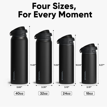 ENCOOL Leakproof Insulated Water Bottle with Straw Dual-Sip Water Bottle Bag-Safe Design for Work, Commute & Gym – Keeps Drinks Cold All Day, 24 oz, Lemonade Pink - Colors B