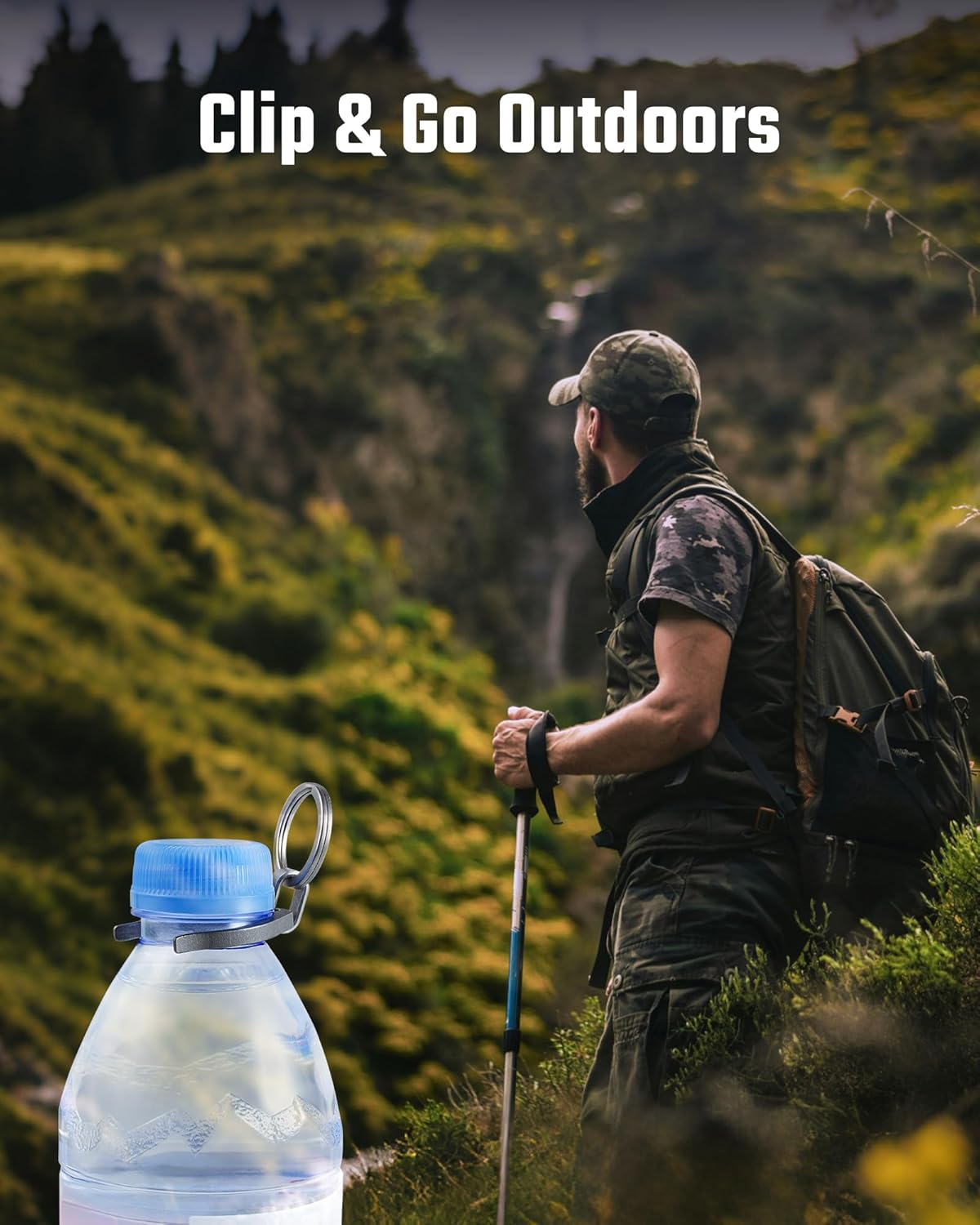 KeyUnityWater Bottle Clip, Lightweight EDC Water Bottle Holder for Hiking, Camping, and Everyday Carry