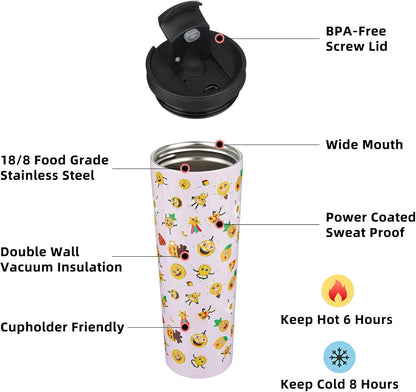 BJPKPK 22oz Insulated Tumbler With lid And Straw Stainless Steel Tumblers Travel Coffee Mug Reusable Thermal Cup,Sky