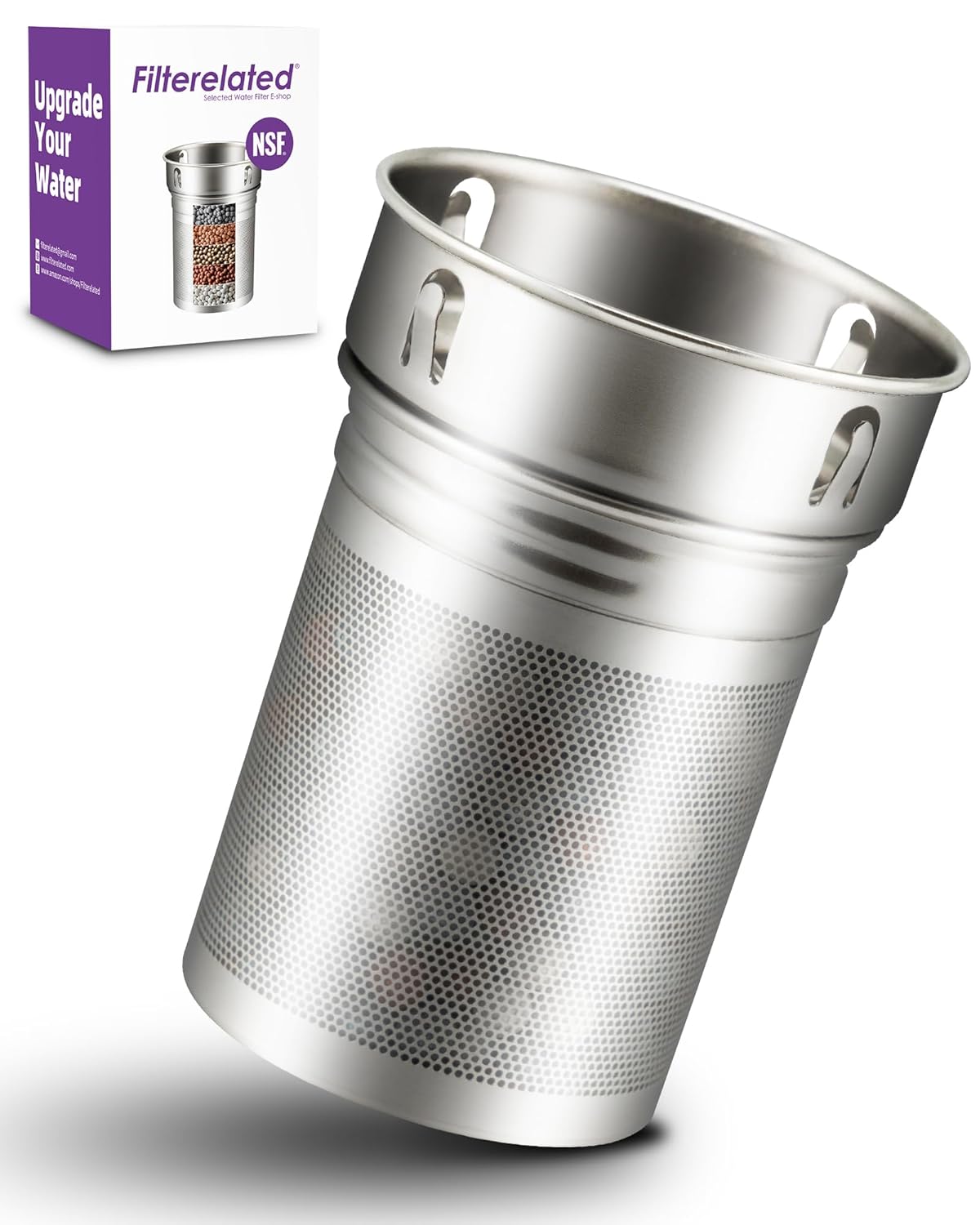 Filterelated 30oz Stainless Steel Portable Alkaline Filter Water Bottle, Creates Up to 9+ Ph of Quality Water, Sports Travel Water Bottle, Removes Water Impurities