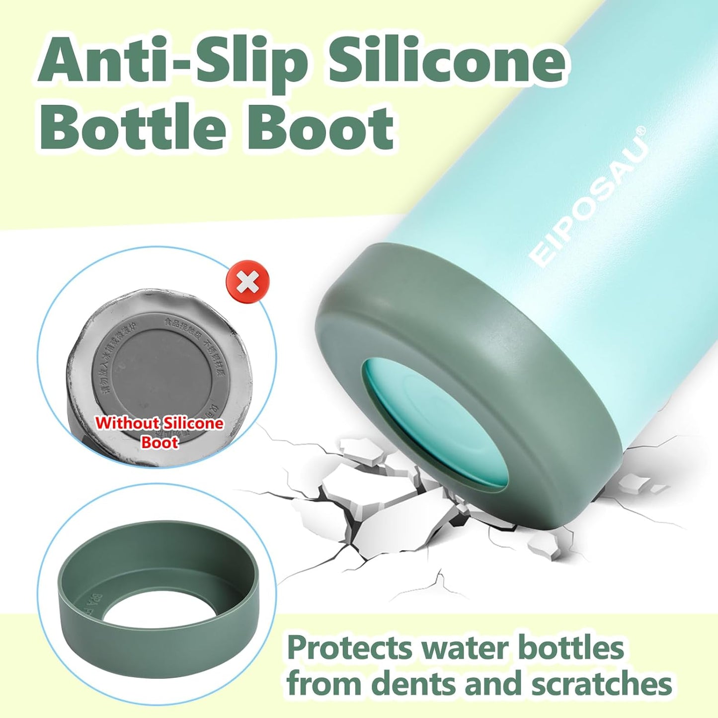 Insulated Water Bottle with Lid & Boot & Stickers, 24 oz Stainless Steel Sweat Free Bottle Keep Cold 24H, BPA-Free Sports Wide Mouth Water Bottle, BlueBlack