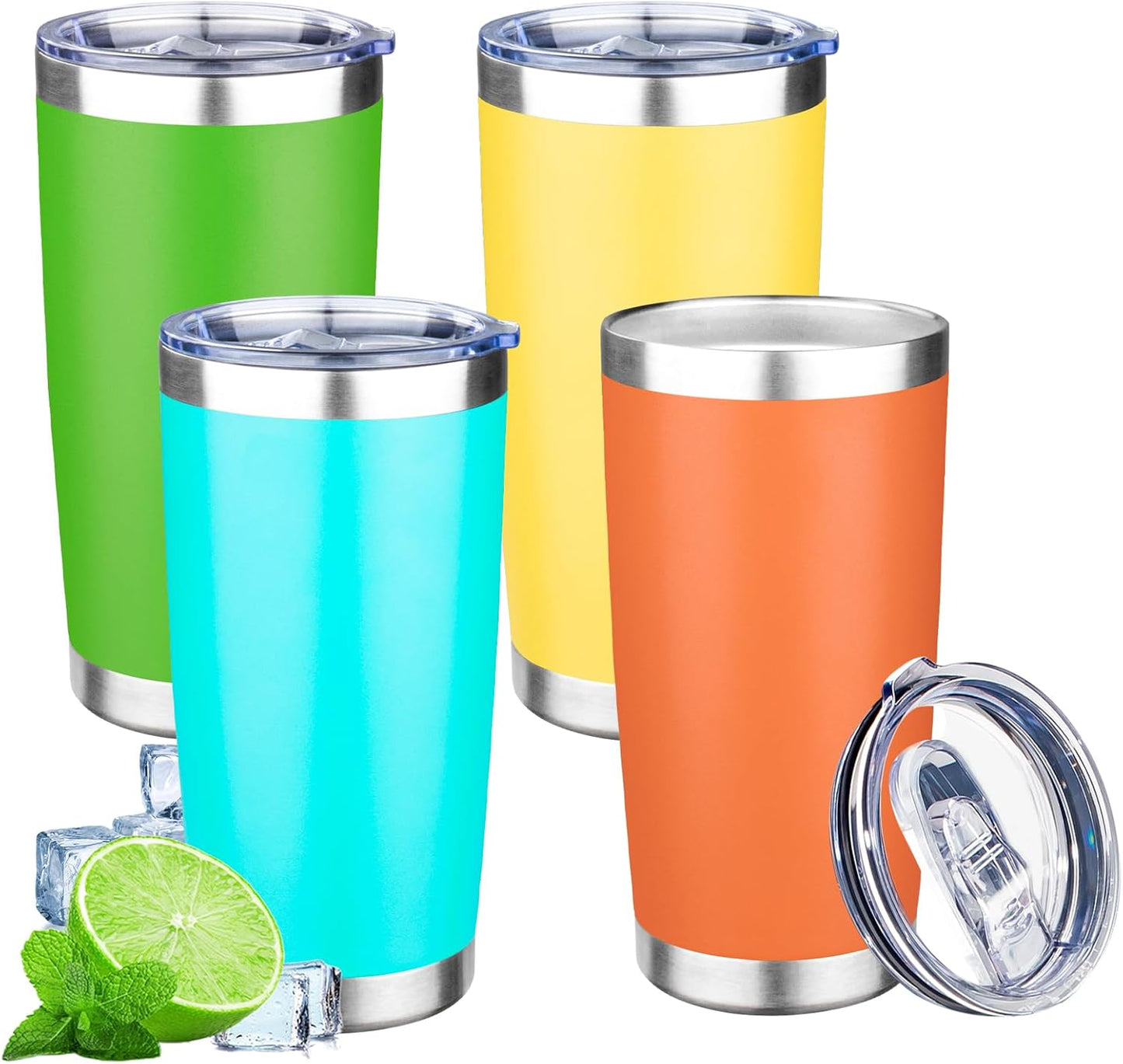 20oz Tumbler with Lid Double Wall Vacuum Insulated Travel Coffee Mug Stainless Steel Thermal Cup Powder Coated Sturdy Coffee Tumbler for Hot and Cold Beverage (Baby blue,1)