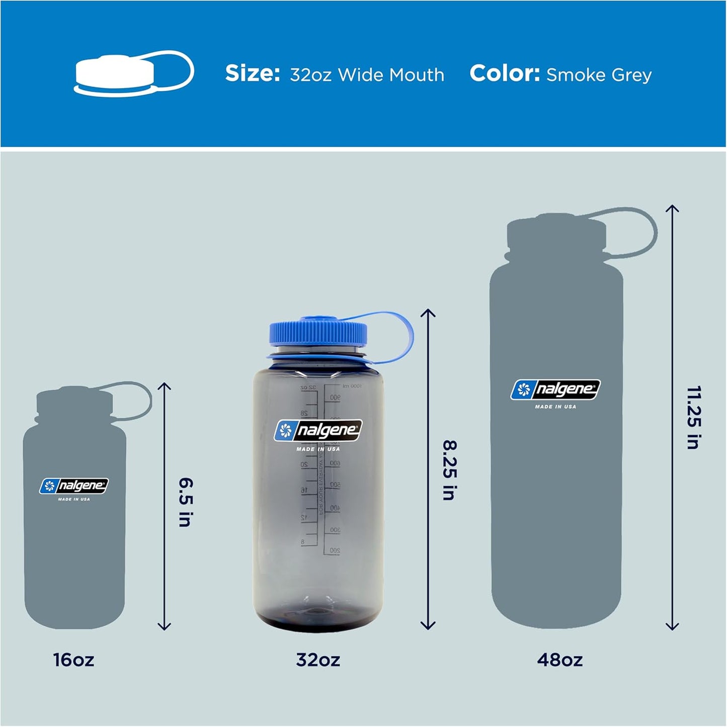 Nalgene 32 oz Wide Mouth Water Bottle | BPA-Free, Durable & Leak Proof, Lightweight Bottle for Hiking & Gym, Work & Travel