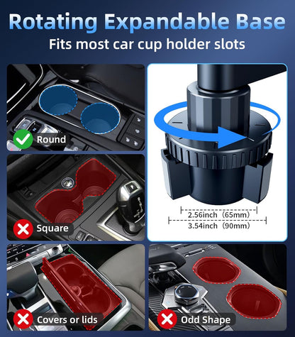 Car Cup Holder Tray, Car Food Tray Table for Car Eating Lunch, Cup Holder Expander Insert Interior, Long Road Trip Essentials Travel Patrol Accessories Drink Holder Organizer for Semi Truck Rv