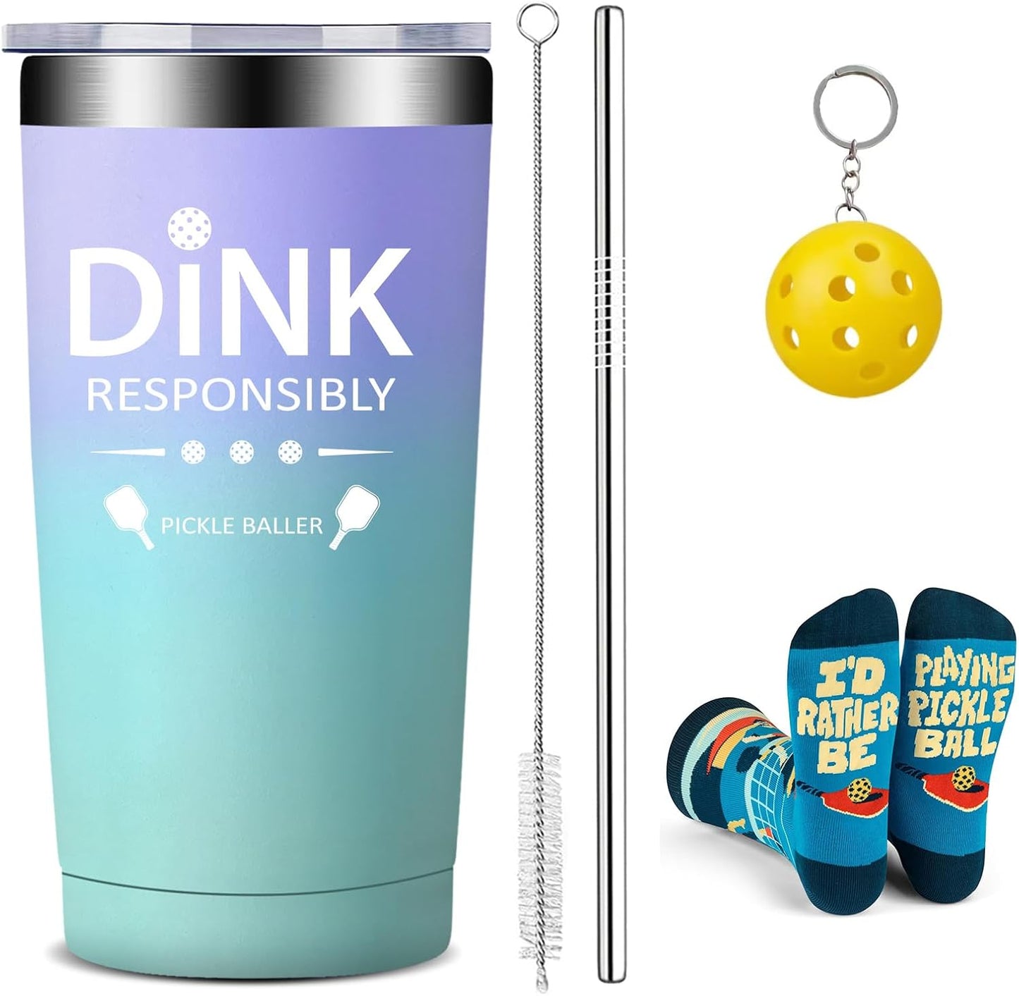 Fufandi Pickleball Gifts for Men Women - Pickle Ball Dink Responsibly - Christmas, Birthday Gifts for Pickleball Lovers Player Coach - Tumbler Cup 20oz