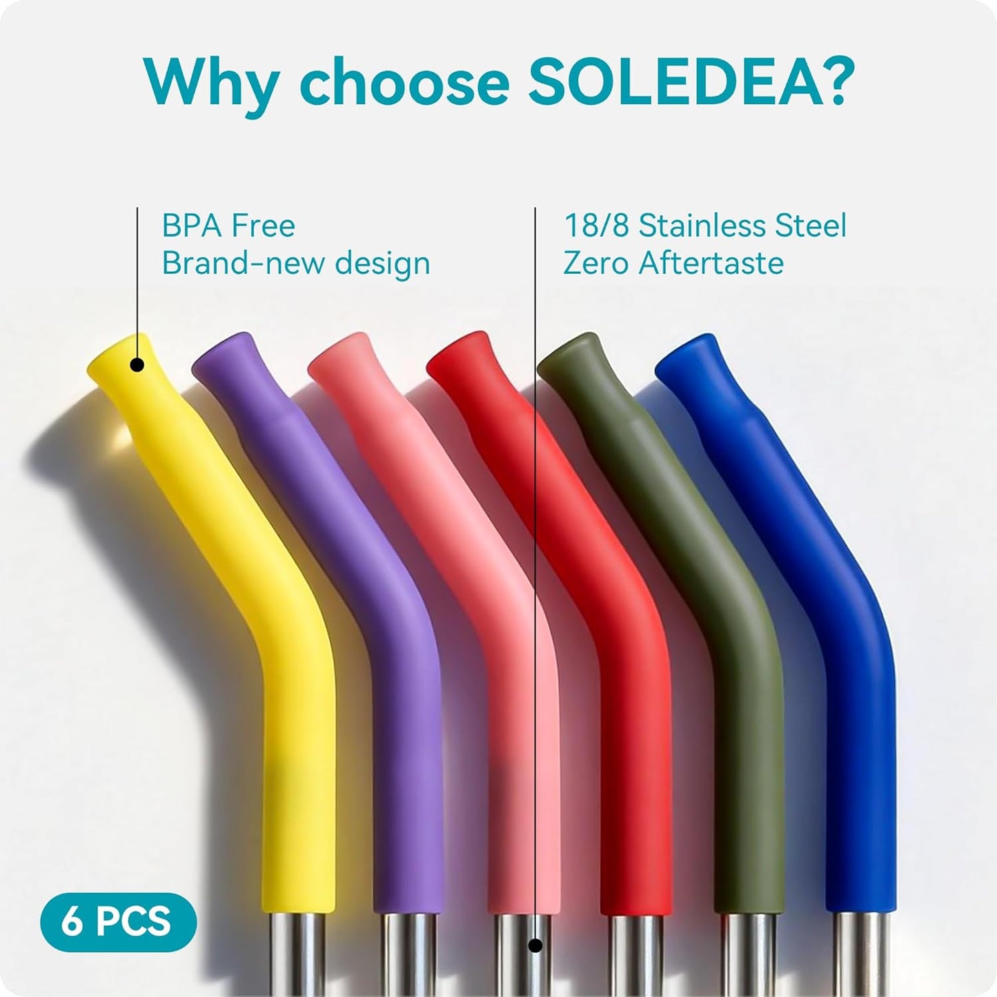 40 oz Straight Metal Straws for 40 oz Stanley Tumbler, 6 Pcs Stainless Steel Reusable Drinking Metal Straw with Colourful Silicone Tips,Straw for Glass Cups, BPA FREE