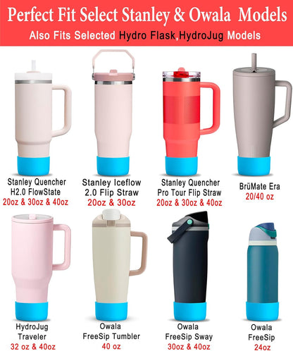 KTKUDY 2Pcs Silicone Boot for Stanley Quencher Tumbler 30 oz 40 oz & IceFlow 20 oz 30 oz & Fit Owala Freesip Water Bottle & Fit Hydro Flask & More - Cup Bottom Accessories Fit Stanley Cup