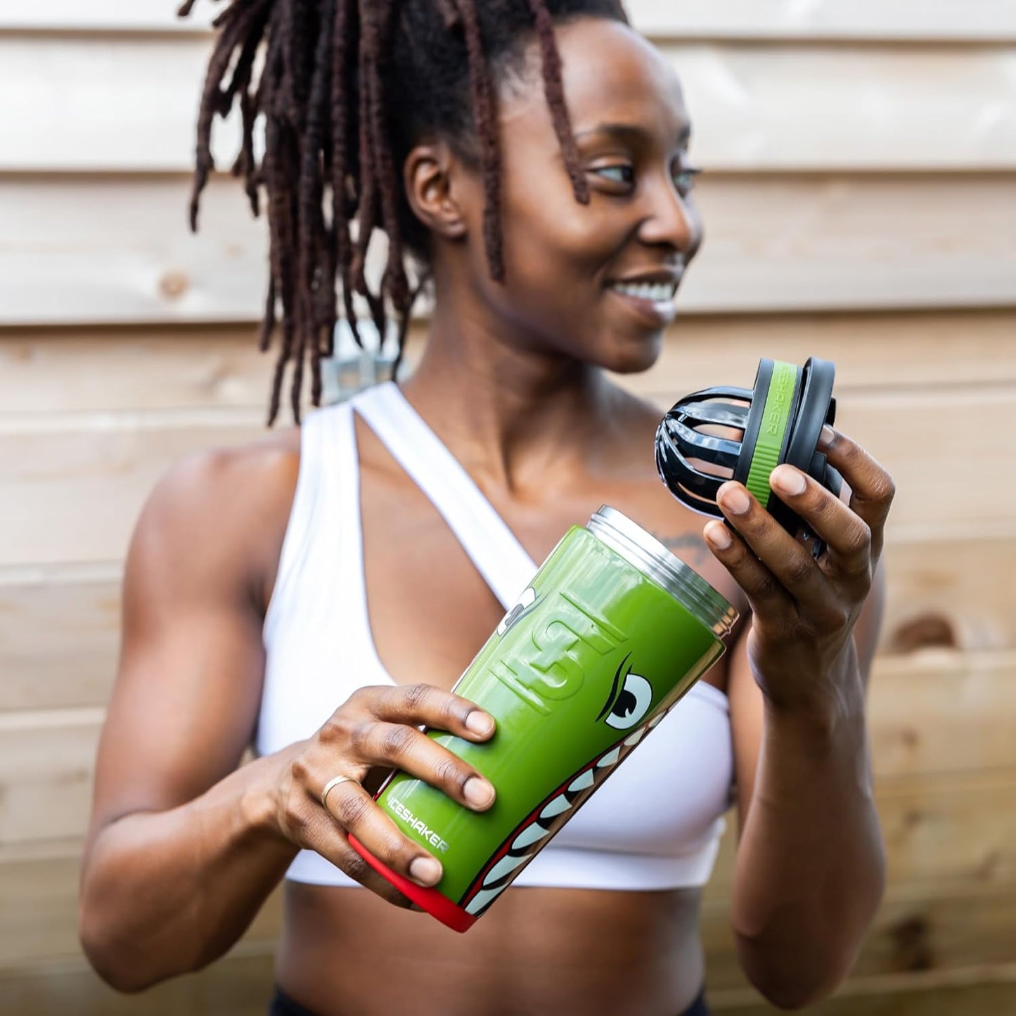 Ice Shaker Insulated Stainless Steel Shaker Bottle | 26oz, Bomber | Cold for 30+ Hours | Insulated Cup with Twist-on Agitator | Odor-Free Bottle for Protein Shakes, Water, Smoothies, Cocktails
