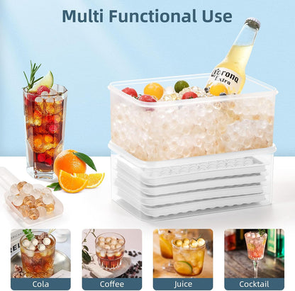 WIBIMEN Mini Ice Cube Trays, 0.55” Tiny Pebble Ice for Iced Coffee & Cocktails, Fast Chill, Easy Twist Release, Stackable with Lid & Storage Bin (4 Pack, Blue)