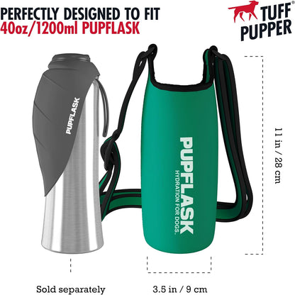 Tuff Pupper PupFlask Insulated Neoprene Dog Water Bottle Holder Sling with Wide Adjustable Shoulder Strap, Great for Travel, Walking, Hiking, Portable Pet Water Bottle Holder (40 OZ, Nebulas Blue)
